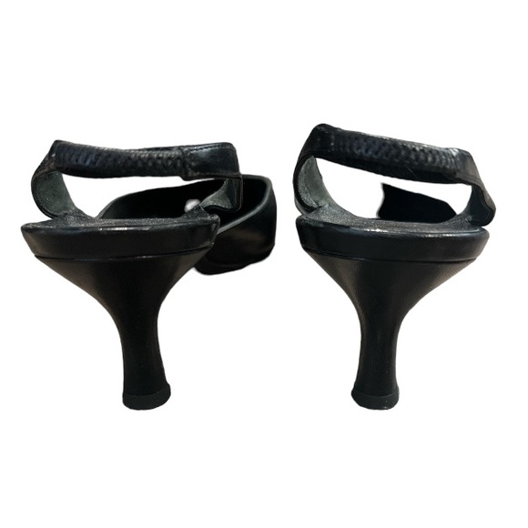 Authentic Salvatore Ferragamo black leather sling back heels sz 8 B - Picture 7 of 9